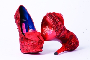 Betsey Johnson's take on Dorothy's ruby slippers -- try skipping down the yellow brick road in these puppies
